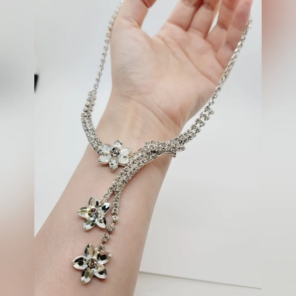 Crystal Sterling Silver Necklace Earrings set